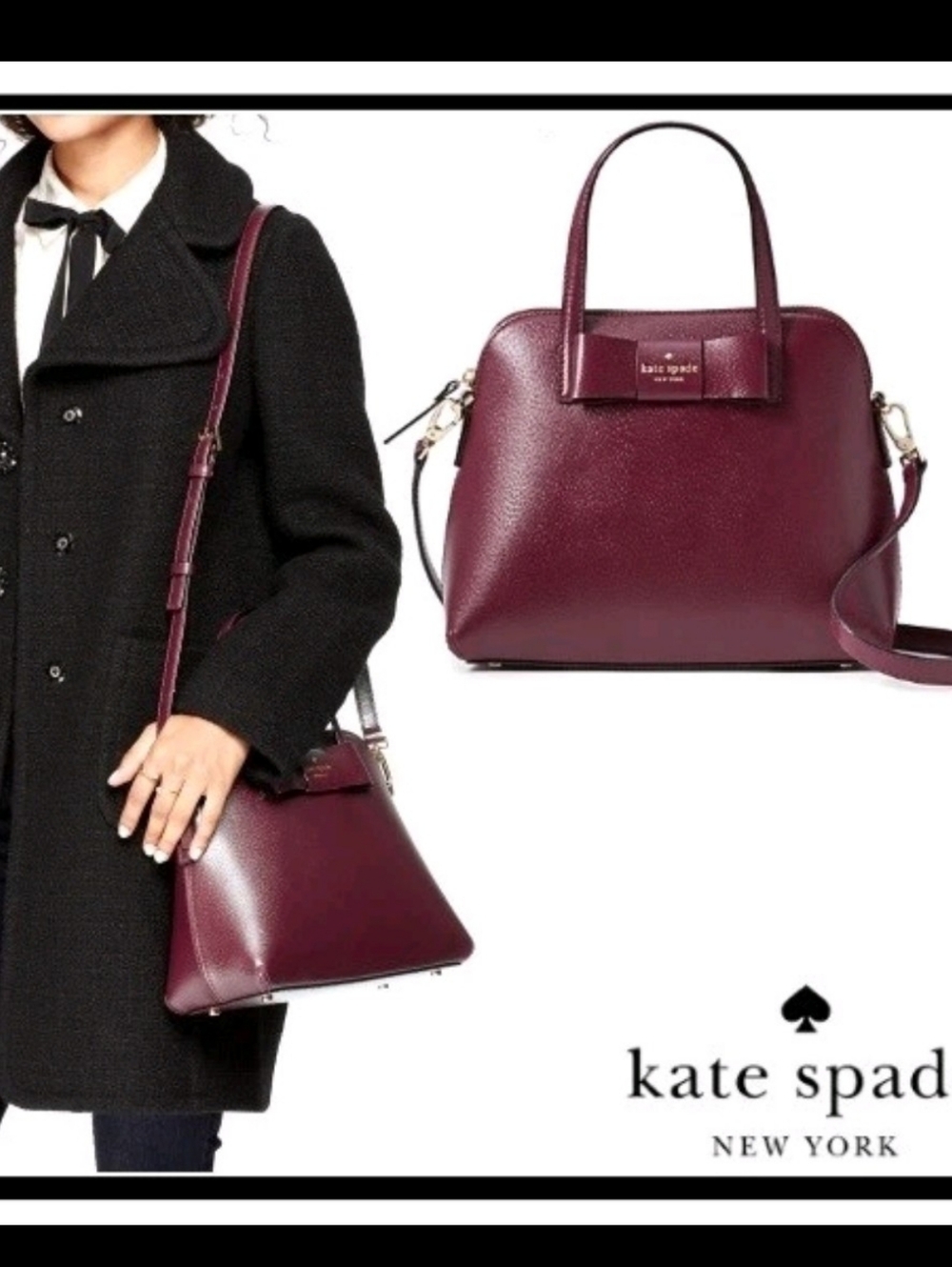Kate Spade Matthews Street Maise Satchel in Cherrywood, Pebbled Leather